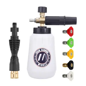 Christmas M MINGLE High Pressure Snow Foam Spray Gun (1 Count), Foam Cannon with High Pressure Cleaning Gun Adapter and 5 Nozzle Tips, Foam Cannon Car Wash Replacement Parts for Portland Husky and Ryobi Pressure Washer, Snow Foam Lances, Snow Foam Sprayer