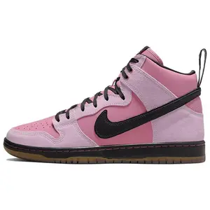 Nike x KCDC Dunk SB Pro QS High-Top Skate Shoes Unisex Pink Black Synthetic Community flats Urban Collaborative Resilient Premium Skateboarding