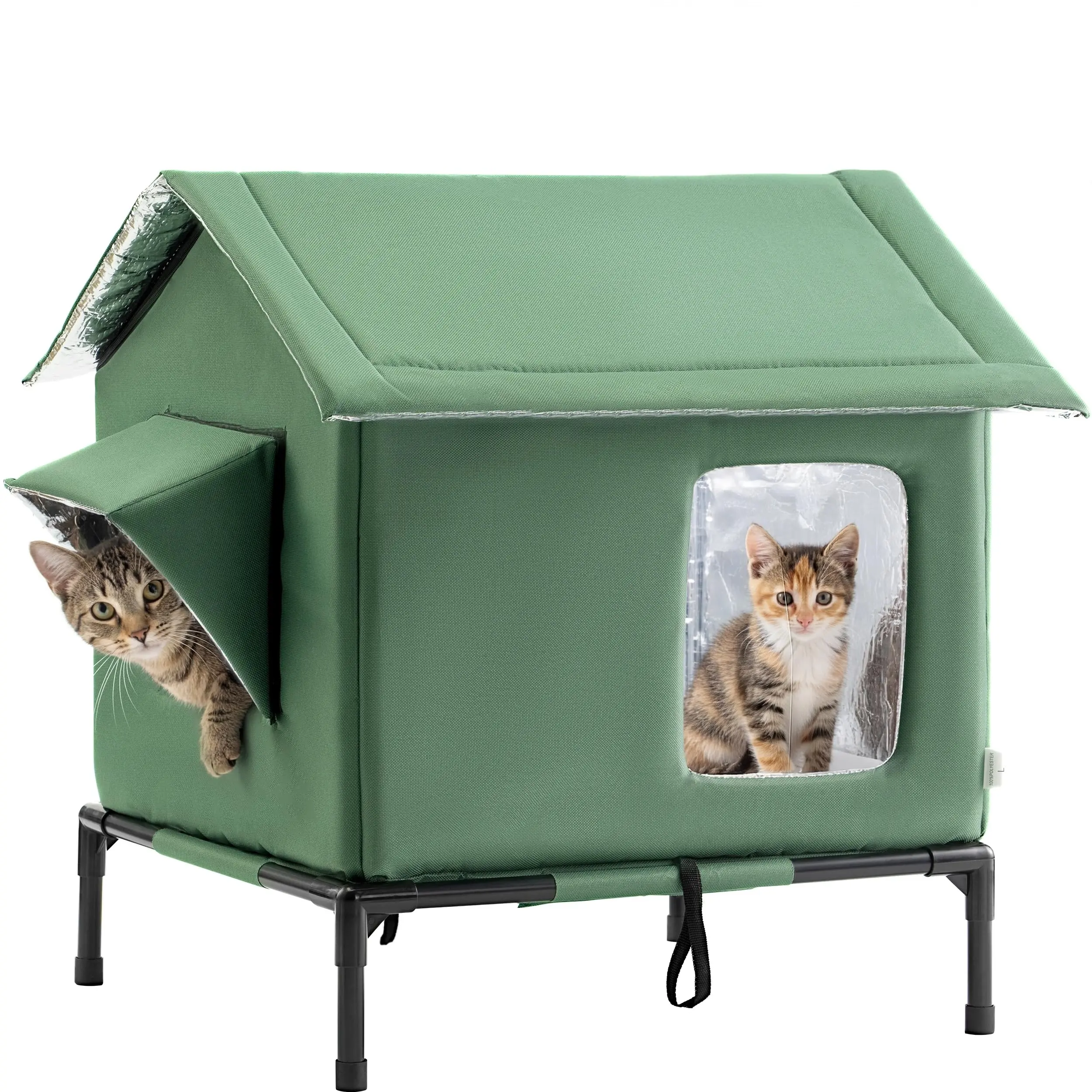 Insulated Weatherproof Oxford Cloth Cat Windproof Shelter - Year-Round Warm Enclosed House for Stray Cats, Ideal for Outdoor Spaces Use