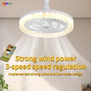 Smart Remote Control E27 Screw Base Crystal Mesh Fan Light, LED Ceiling Fan Lamp, Silent Home Use, Three Color Changing Pendant Light