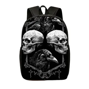 Lightweight Spacious Unisex Dark Monster Print Backpack For Teens, Laptop Daypack Featuring Red Eyes White Fangs With Adjustable Straps Side Pockets, Ideal For School Commute Hiking Casual Daily Outings