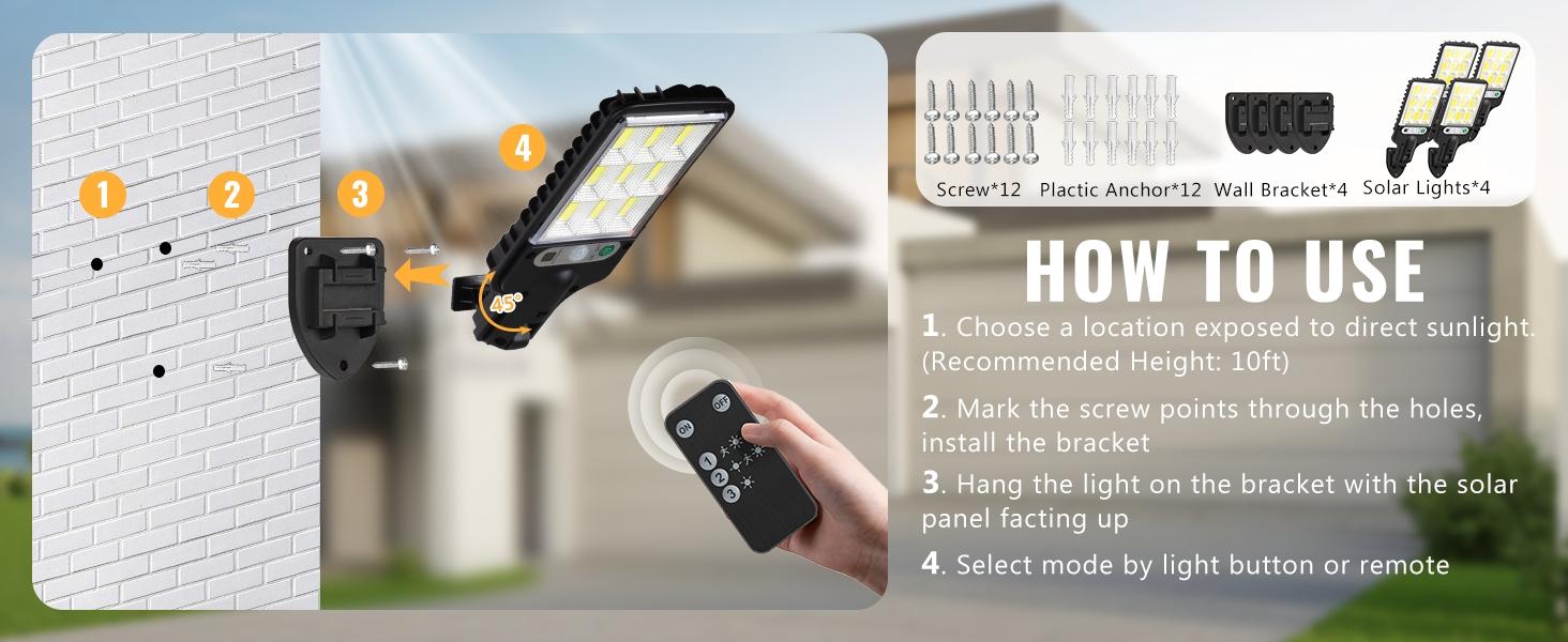 2/4pcs Solar Sensing Street Lights And Wall Lights, Equipped With Remote Control, Intelligent Motion Sensing System, Outdoor Waterproof, Solar Lithium Battery, Plastic Material, Suitable For Channel Lighting, Gardens, And Courtyards.