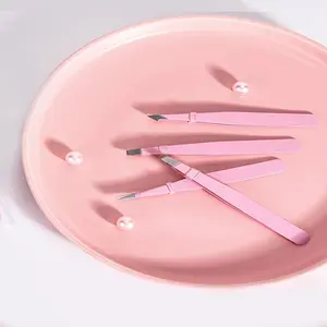 Pink eyebrow care: tweezers for precise shaping and removal of inward growing hair, eyebrow tweezers