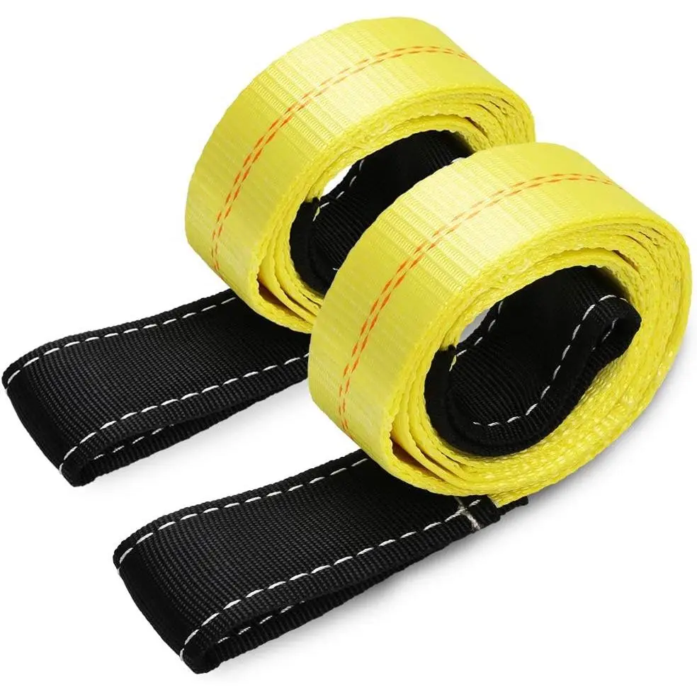 2 Pack 6' x 2" Lifting Sling Straps, 6ft Lifting Straps with 9,400 lbs Basket Rated Capacity, Heavy Duty Nylon Tree Saver  Strap Web