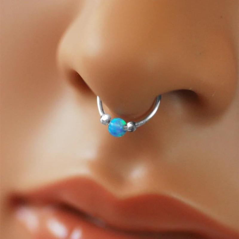 1 count 18G Opalite Nose Ring Hoop for Women 316L Surgical Steel Septum Ring, Nose , Helix, Rook, Conch, Tragus, Daith, and Cartilage Earring in / 8mm/10mm 1 count 18G Opalite Nose Ring Hoop for Women 316L Surgical Steel Septum Ring, Nose , Helix, Rook, Conch, Tragus, Daith, and Cartilage Earring in / 8mm/10mm