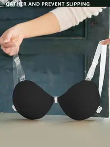 Invisible Push-Up Bra for Small Busts, Balconette Design, Moderate Support, Summer Wedding Strap Top, Casual Style, Seamless, Breathable, No Buckle, Underwear, Womenswear