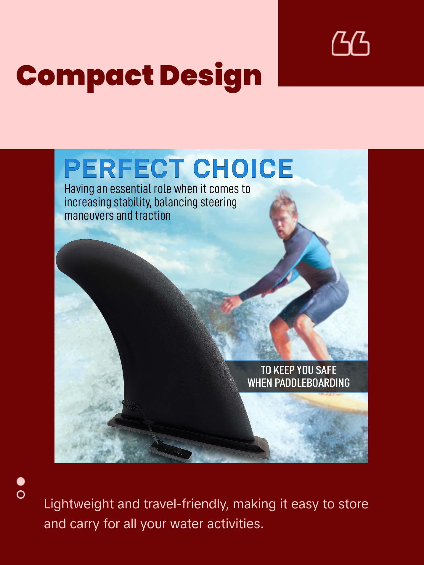 9" Aquamar Universal Paddle Board Fin - Detachable Reinforced Fiberglass- Stand Up Paddleboard Fin Replacement, Quick Release Longboard Center Inflatable Paddle Board Fin, No-Tool Installation, Improves Stability - Ideal for Beginners and Pros