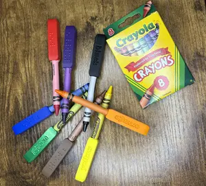 VoyagersCreations 3D Printed Braille Crayon Caps for Crayola 8-Count Color-Matched Accessibility Tool for Blind & Visually Impaired Students