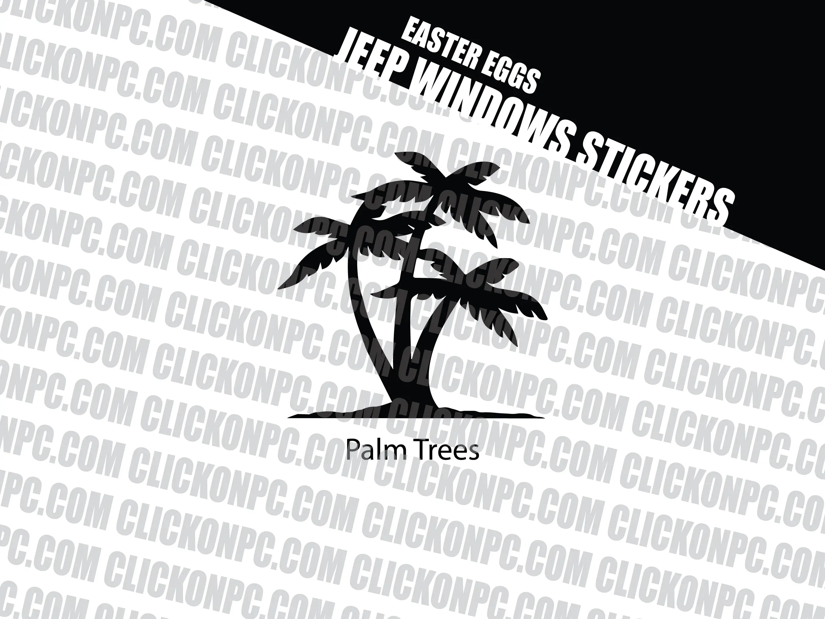 Jeep Wrangler Windshield Palm Tree Stickers - Easter Eggs, Automotive Car Exterior Window Decals