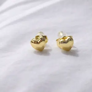[001]Small Heart Earrings in 14K Laminated Gold