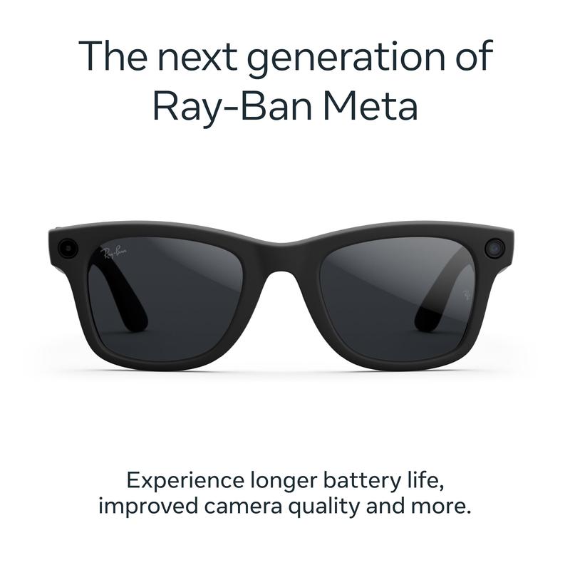 Ray-Ban Meta Wayfarer (Gen 2) Large Matte Black Transitions® Grey Lenses