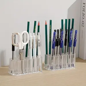 Transparent Acrylic 26-hole Makeup Pen Storage Tube for Pencils, Eyebrow Pens, Round Ballpoint Pens and Eye Liners, Desk Accessories, Desk Organizer