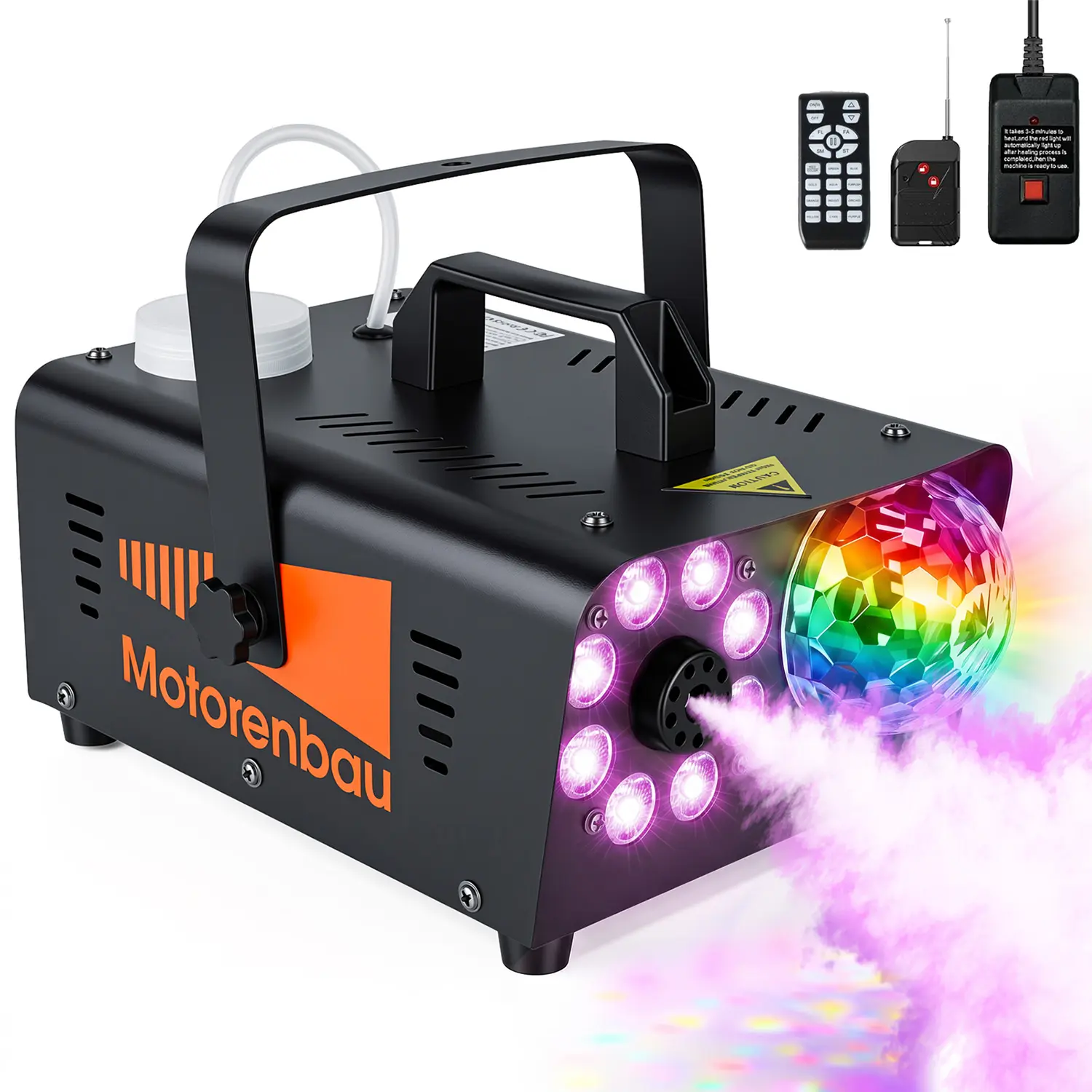 800W Fog Machine Halloween, 9 LED Lights 13 Colors, Smoke Machine with Wireless Remote Control, with Strobe Effect, Suitable for Wedding Stage Halloween Holiday Parties, Adjustable Led Lights, Atmosphere Light, Colorful Party Light