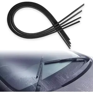 4 Pcs Adjustable Size Universal Replacement Windshield Wiper Refill, Frameless Boneless Window Insert Silicone Strips, Universal Auto Accessories for Most Vehicles
