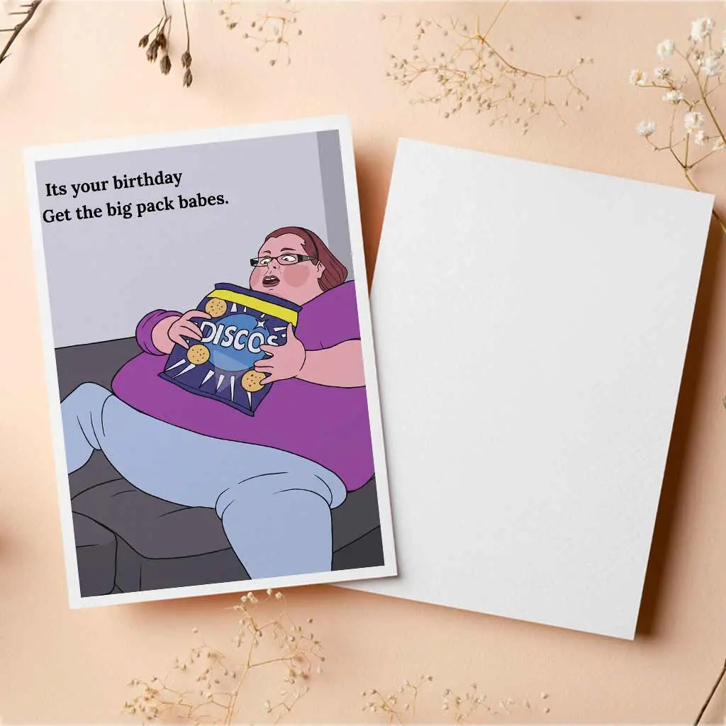 [5x7inch Envelope Included] Fat Families Birthday Card Meme, Funny Rude Birthday Card, Offensive Humour Card, Joke Card, Cheeky Birthday Funny Card For Best Friend, Best Friend Gift, Blank Inside with Envelope - bid10065