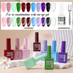 Tencoco Gel Nail Polish Kit, 11 Colors Gel Polish Nail Kit with 1 Crystal Cat Eye Gel, Nail Gel Polish Set, Perfect Gift for Women