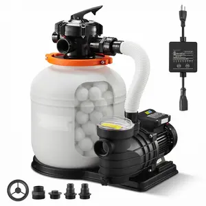 FlashPure Sand Filter Pump for Above Ground Pools 14-Inch, 0.75 HP, 3500 GPH, Swimming Pool Filtration System with Timer, Six Times Faster Filtration, Media Installed, Leak-Resistant, Ready to Use Out of the Box, Easy Installation
