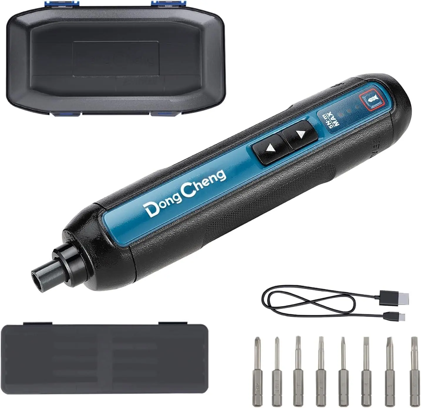 Dongcheng 4V Cordless Electric Screwdriver, 2000Mah Battery Powered Rechargeable Screwdriver with 3 Torque Setting up to 5N.M, 300RPM, Dual LED Lights, 8Pcs 2-Inch Magnetic Screw Bits for Home DIY Dong Cheng