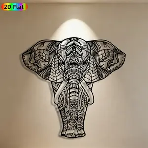 1pc Ornate Elephant Metal Wall Art, Intricate Elephant Statue Mural, Ideal Gift for New Year, Christmas, Elephant Decor Enthusiasts,  Metal Wall Decor Wall Sculptures, Perfect for Living Room Wall & Garden Fence, Unique Ethnic Style Home Decor