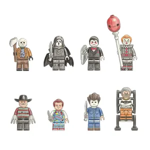 Classic Horrible Movie Characters Building Block Minifigs Set 8 Pcs Featuring Michael Myers Pennywise  Billy Jason Chucky Freddy Krueger Hannibal