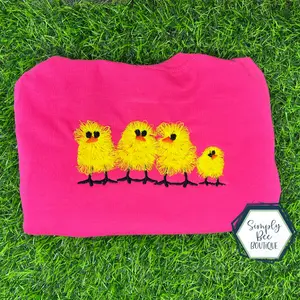 Fluffy Chicken Family Embroidered Tee