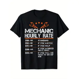 100%25 Cotton Golf Gift T-Shirt For Men and Women Funny Mechanic Hourly Rate Auto Repair Mechanic Labor Rates T-Shirt