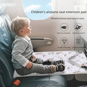 Waterproof Airplane Travel Seat Extender Pad, Cartoon Design, Comfortable Hanging Bed for Kids, Ideal for Air Travel