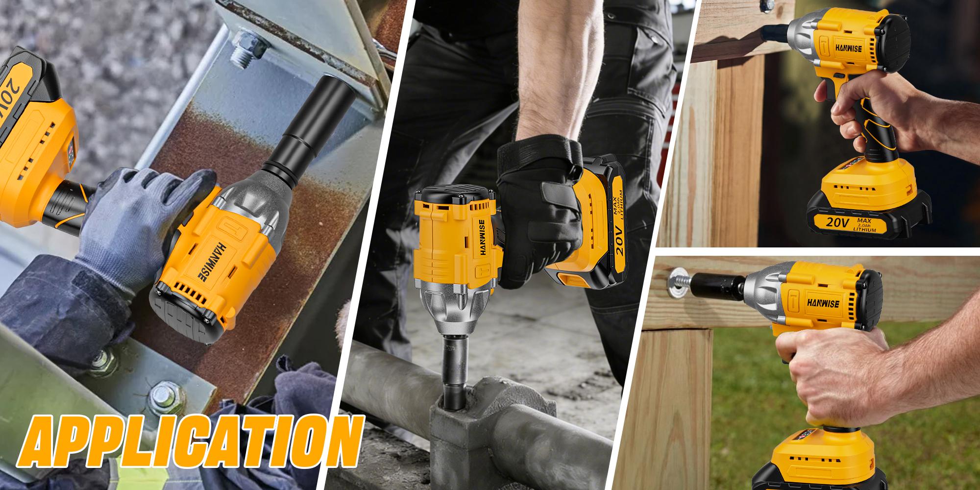 HANWISE high torque impact wrench, brushless electric impact screwdriver, powerful torque, comes with battery, charger, electric impact gun, suitable for automotive and household use. It is an ideal Christmas gift for mechanics, enthusiasts, and men.