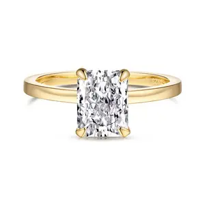 14K Gold Plated 3.5CT Square Radiant Cubic Zirconia Engagement and Promise Ring for Women - Hidden Halo Ring gift woman beautiful ring lab-created engagement wedding gift birthstone brilliant shine blue green lab-grown diamond