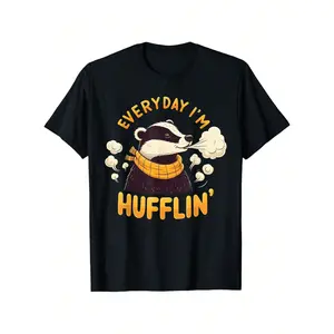 Everyday I’Hufflin‘ Huffle Puff Funny Honey Badger T-Shirt | Honey Badger Don’t Care Meme Tee | 100% Cotton