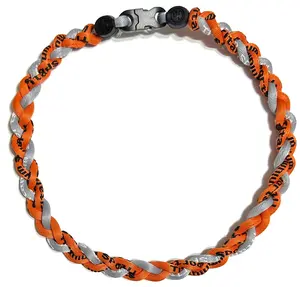 Baseball 3 Rope Braid Tornado Energy Necklace Orange Gray