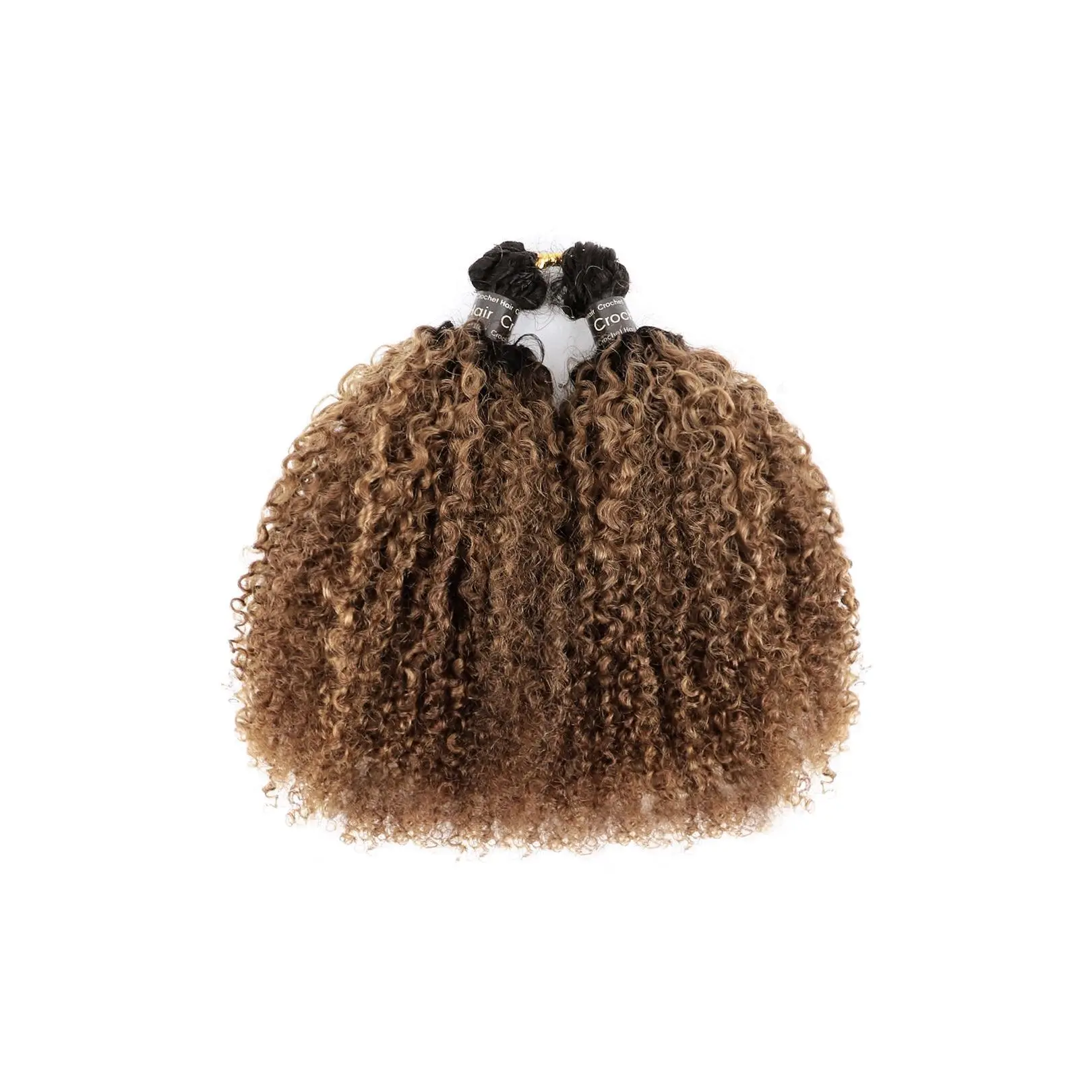 YGwigs Pre-Separated Double Drawn T1B/30 Ombre Color Tight Curly Feather Crochet Human Hair