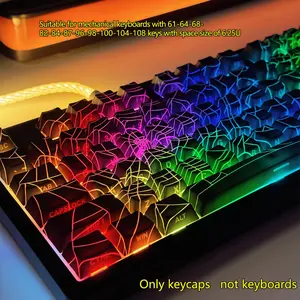 CHERRY Original Factory High Mechanical Keyboard Keycaps with Side Characters That Are Translucent, Featuring Spider Web Line Patterns.Made of PBT Material with Full Five-Sided Sublimation Keycaps