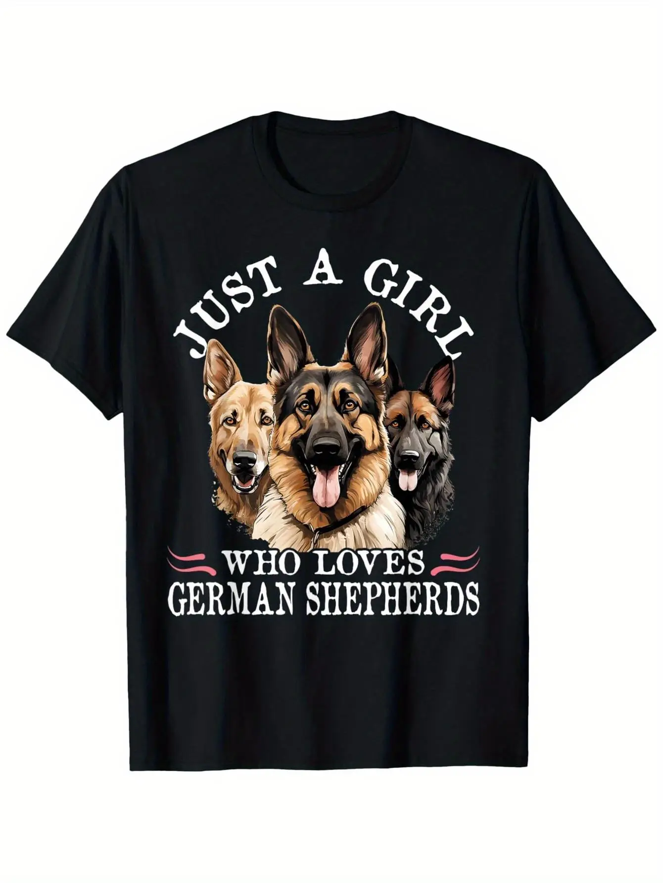Just a Girl Who Loves German Shepherds Dog Mama Pe unisex soft cotton short sleeve t shirt, vintage graphic casual tee for men women teens, perfect birthday holiday gift for camping travel gym daily street  wear