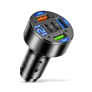 Car Charger Adapter with Voltage Detection, 2 PD & 3 USB & QC3.0 Type C Cigarette Lighter USB Charger Compatible with iPhone,Android,Samsung,iPad Pro