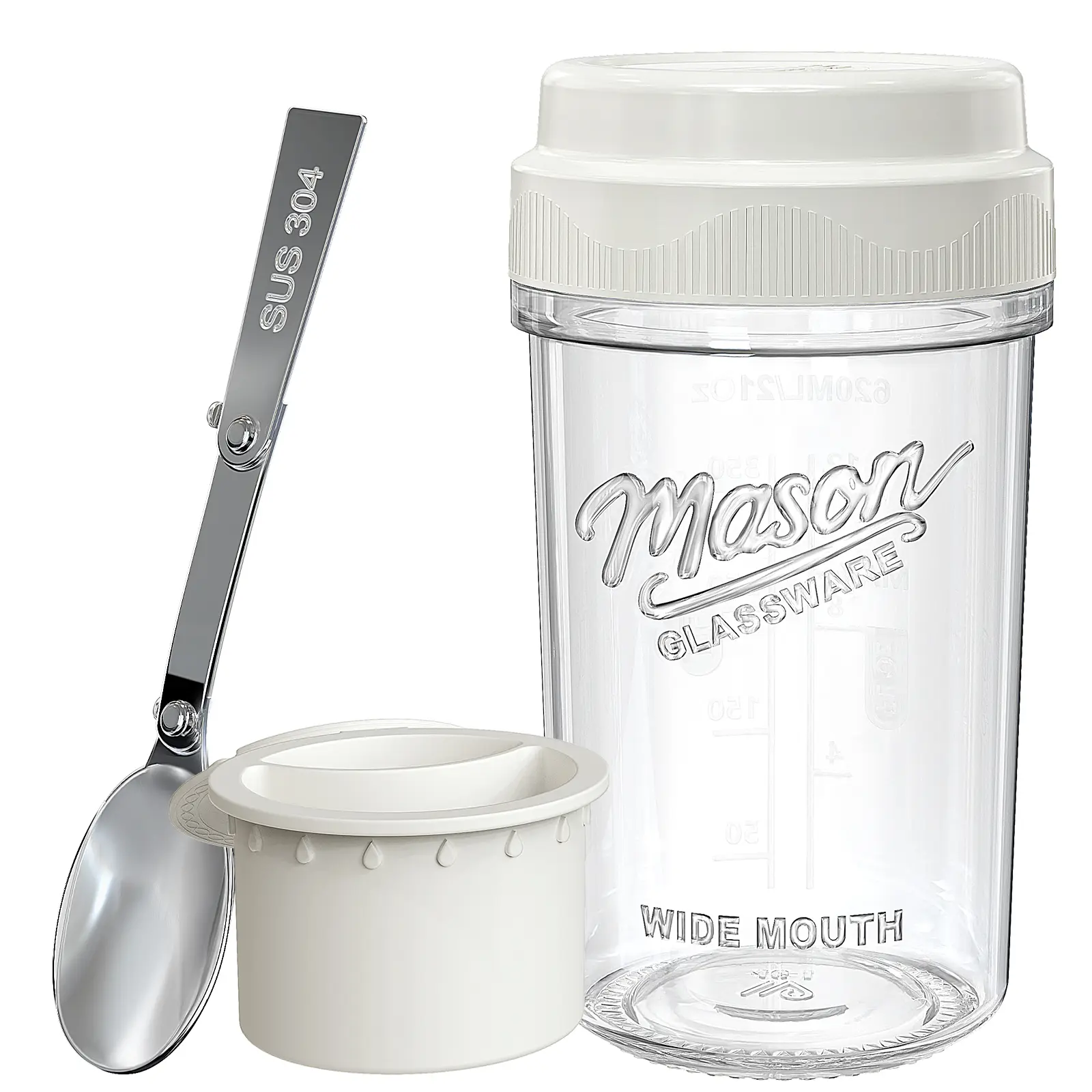 Syntic 21oz Overnight Oats Container with Topping Cup, Leak Proof Glass Overnight Oats Jar with Spoon, Meal Prep Container for Yogurt, Chia Pudding & Breakfast On the Go