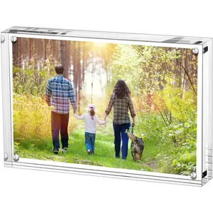 5x7 inches acrylic picture frame double sided clear frameless photo frames with magnetic desktop transparent
