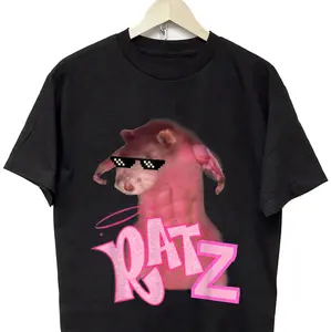 Ratz Funny Gangster Mouse Pink Rat Memes Muscle Ratz T-Shirt