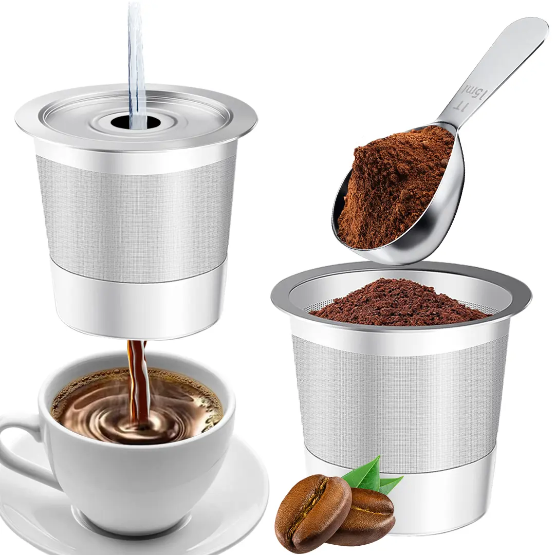 Refillable K-Cup for Keurig, Stainless Steel Leakproof Refillable Pod, BPA-Free Safe Material Coffee Filter with Tight Seal, Easy to Clean, Compatible with Keurig 1.0 Machines