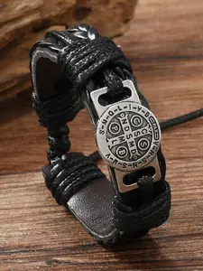 New Vintage Men's Handmade Leather Bracelet, Simple Retro Pull-Adjustable Wristband, Stylish Handcrafted Jewelry Accessory, High Quality Bracelet, Adjustable Bracelets