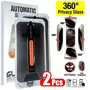 2 Pack Privacy Screen Protector for iPhone Anti-spy Tempered Glass HD 360° Privacy Compatible with iPhone 17 16 15 14 13