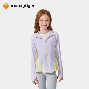 moodytiger Kids BreezyAir UV Protection Hooded Jacket for Girls with Lightweight Breathable and Quick-Dry