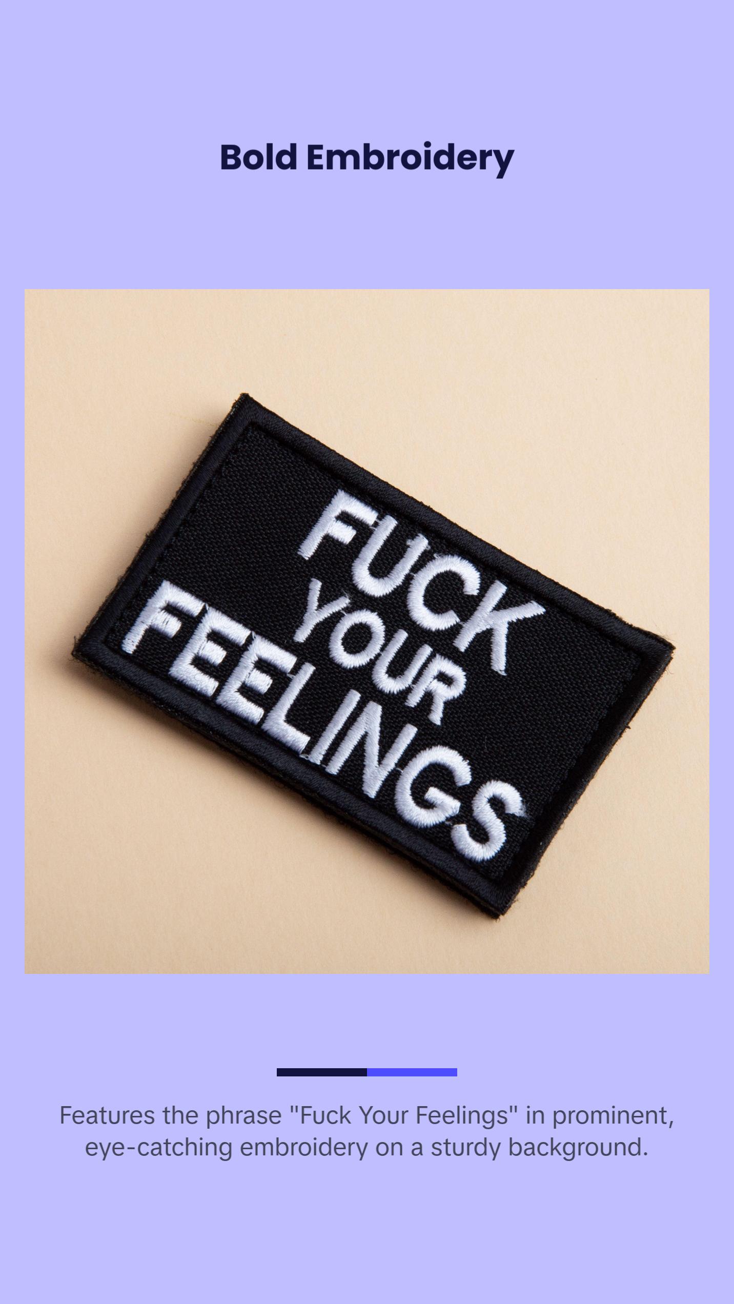 Set of 2 Tactical Patches Fuck Your Feelings Embroidered Hook & Loop Patches