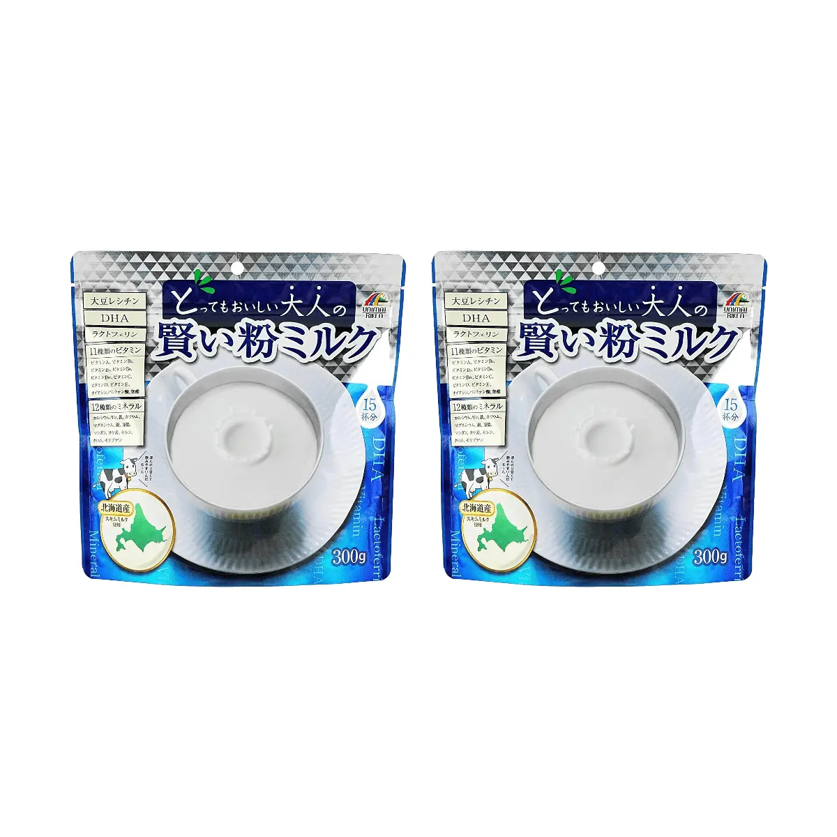 UNIMAT RIKEN Hokkaido Skim Milk Powder - 300g x 2 Value Pack, High Protein, Low Fat, Adult Nutrition Supplement