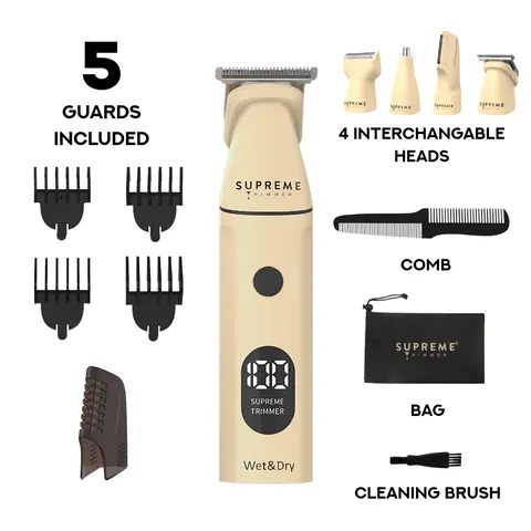Supreme Trimmer Multigroomer 4.0 for Men – Hair, Beard, Nose & Ear Trimmer with Magnetic Heads
