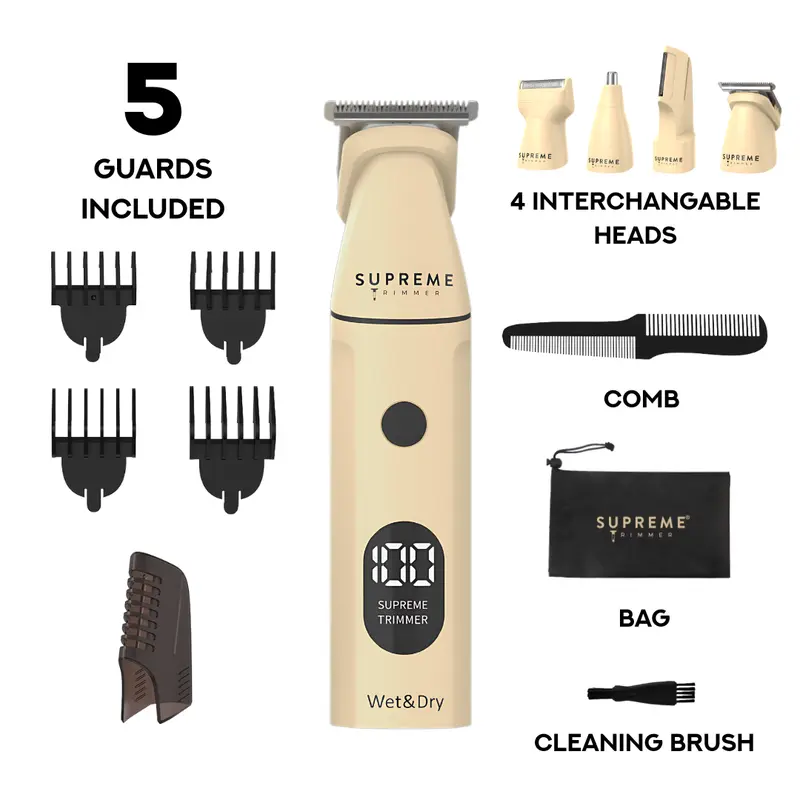 Supreme Trimmer Multigroomer 4.0 for Men – Hair, Beard, Nose & Ear Trimmer with Magnetic Heads