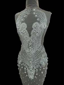 Tina Silver Rhinestones Bodice Applique