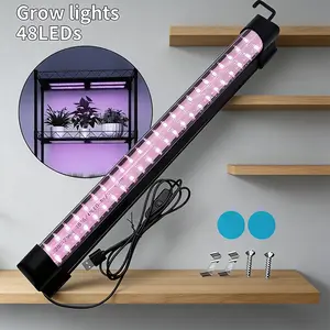 LED Grow Light Strip for Indoor Plants, 11.81” Full Spectrum Plant, Light Versatile Mounting Indoor Plant Grow Light with Magnetic & Hook & Screw Mounts, 48 High-Efficiency Diodes, Ideal for Shelf & Cabinet