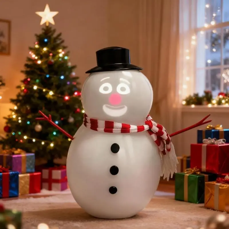 Talking Animated Blink Snowman with Built-in Projector & Speaker Plug'n Play Imitating Human Speech Interactive Fun for Home Entertainment Christmas Tabletop Decor, Unique Gift (1pcs)