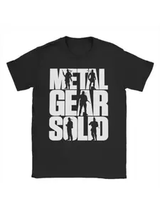 Classic T-shirt, unisex, MGS1 Solid Snake gaming T-shirt, Metal Gear, polyester men's top, fun short-sleeved crew neck T-shirt.